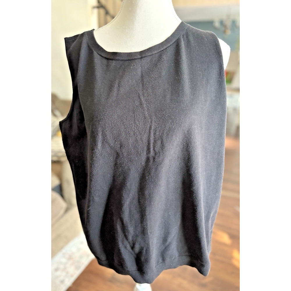 Talbots‎ Woman Plus 1X Tank Top Black Sleeveless Pullover Cotton Blend